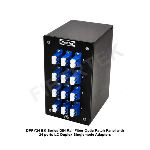 Side view of DIN Rail Fiber Optic Patch Panel DPPY24 BK Series with 24 ports LC Duplex Adapters