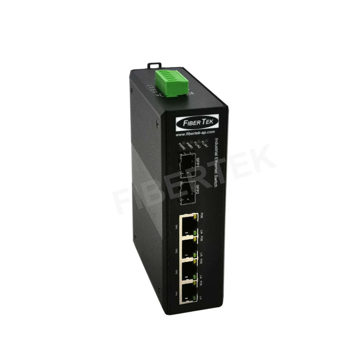 Right side view of FCNID-4GP-2GS Industrial PoE Ethernet media converter