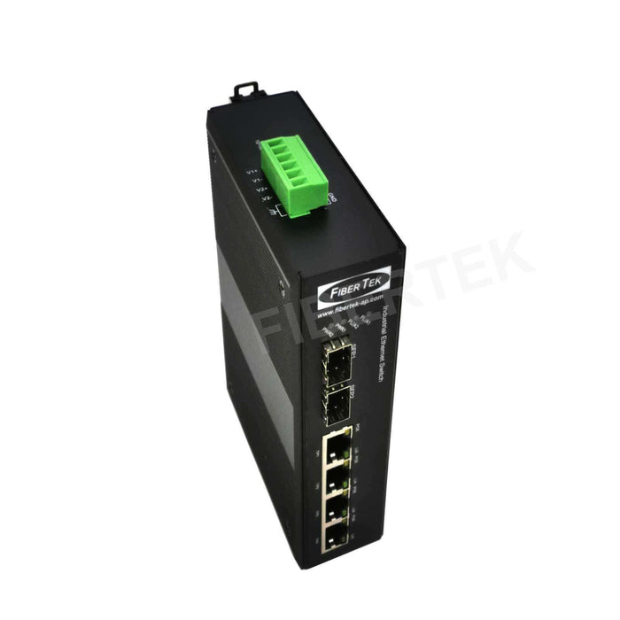 Top view of FCNID-4GP-2GS Industrial PoE Ethernet media converter
