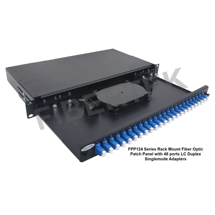 FPP124 series rack mount fiber patch panel with 48 ports LC duplex singlemode adapters