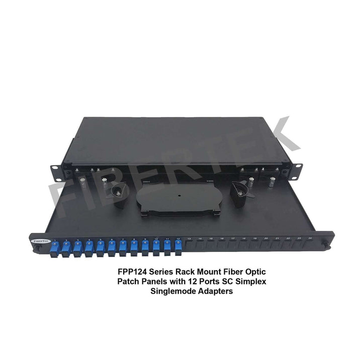 FPP124 series rack mount patch panel with 12 ports SC Simplex Singlemode Adapters