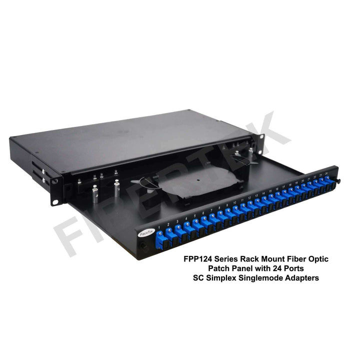 FPP124 series rack mount patch panel with 24 ports SC Simplex Singlemode Adapters