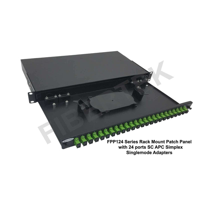 FPP124 series rack mount patch panel with 24 ports SC APC Simplex Singlemode Adapters