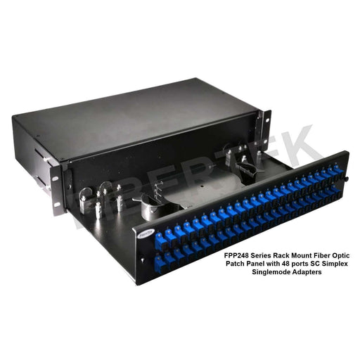 FPP248 series rack mount fiber optic patch panel with 48  ports  SC Simplex Singlemode Adapters