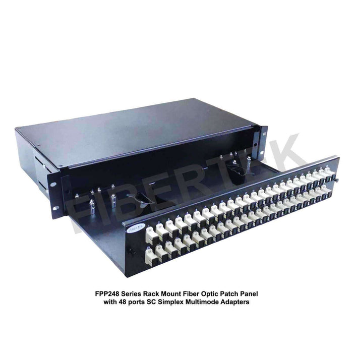 FPP248 series rack mount patch panel with 48 ports SC Simplex  Multimode Adapters