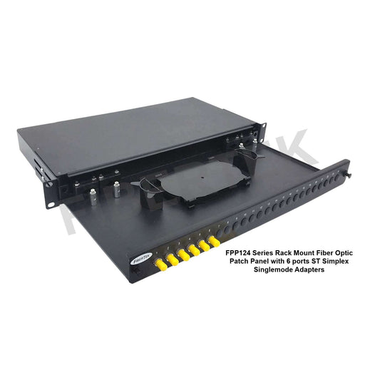 FPP124 series rack mount patch panel with 6 ports ST Simplex Singlemode Adapters