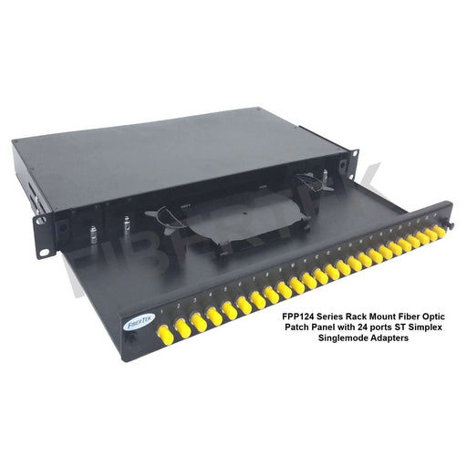 FPP124 series rack mount patch panel with 24 ports ST Simplex Singlemode Adapters